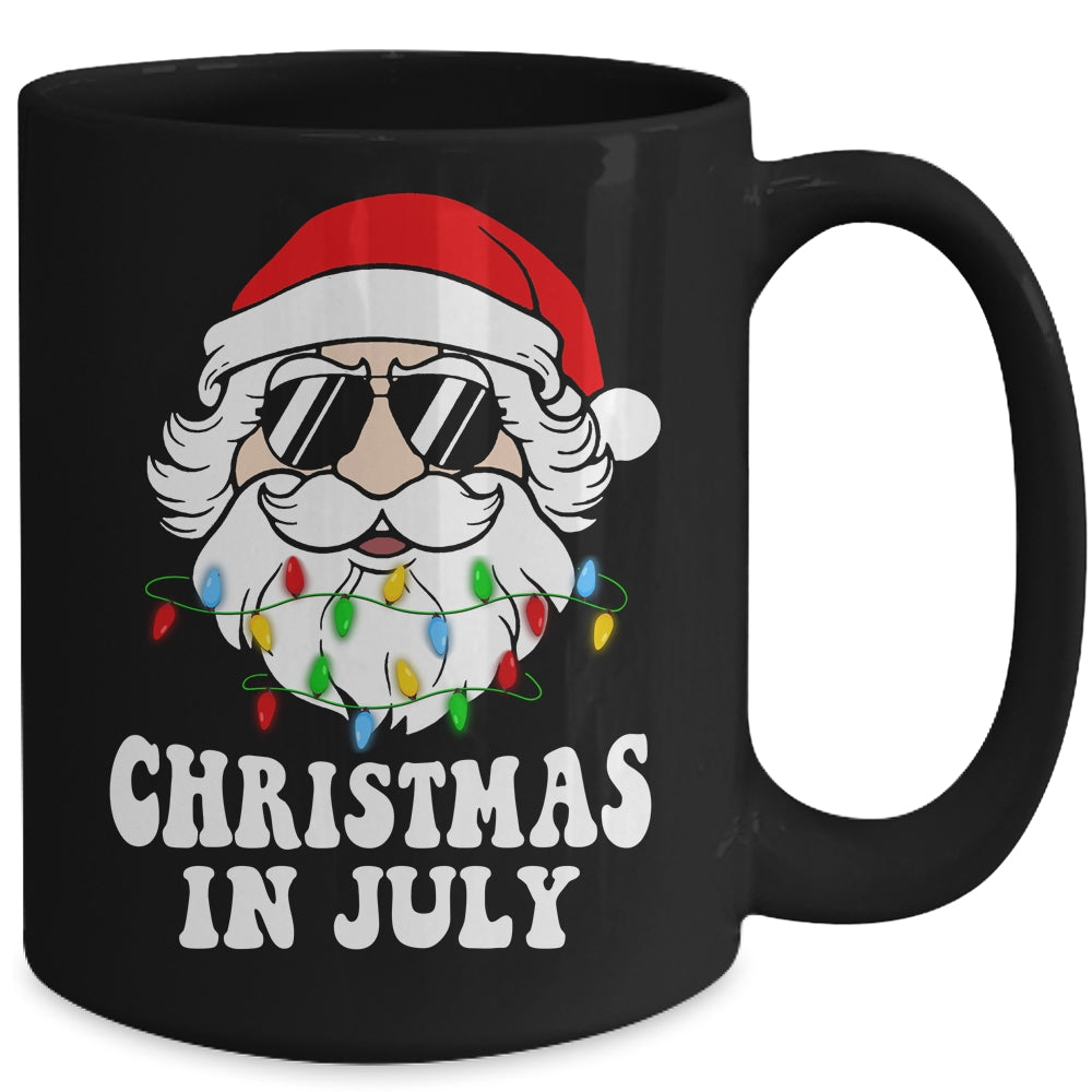 Christmas In July Santa Hat Sunglasses Beach Summer Mug | siriusteestore