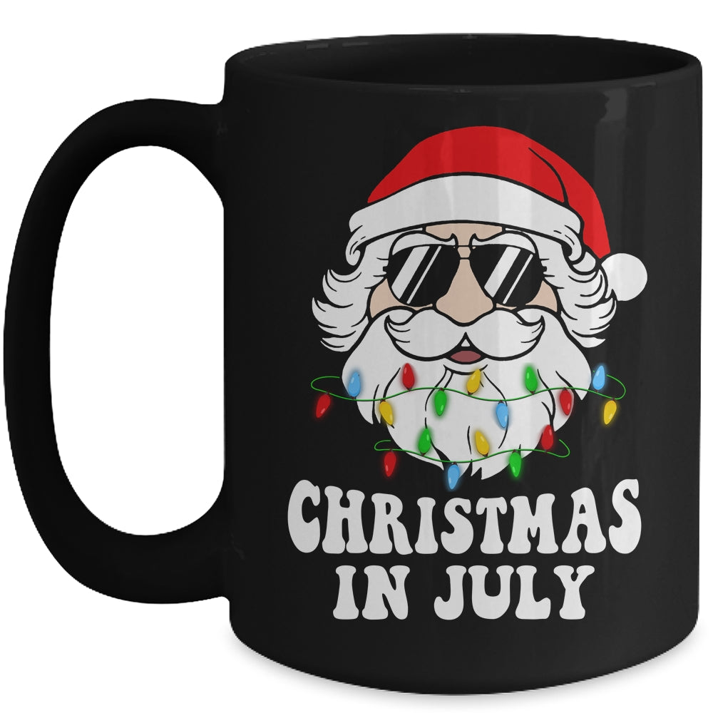 Christmas In July Santa Hat Sunglasses Beach Summer Mug | siriusteestore