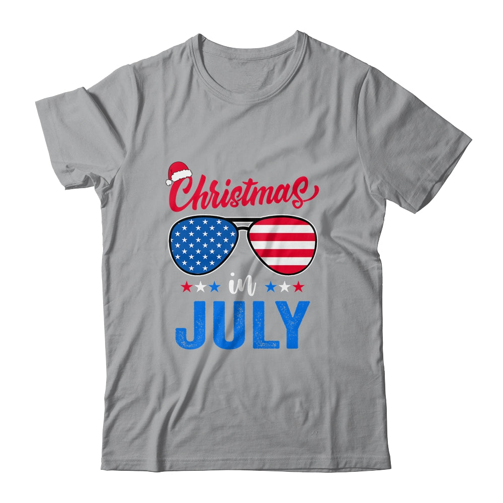 Christmas In July Santa Hat Sunglasses Summer Celebration Shirt & Tank Top | siriusteestore