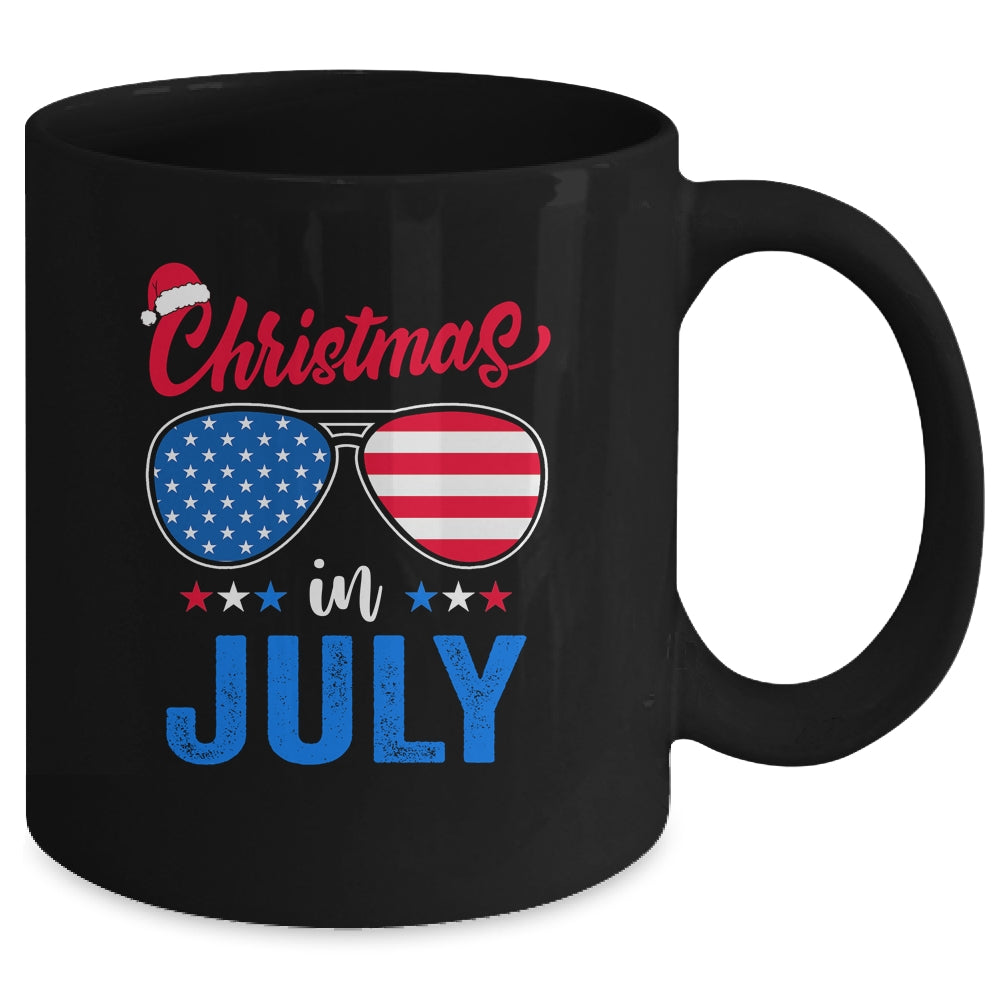 Christmas In July Santa Hat Sunglasses Summer Celebration Mug | siriusteestore
