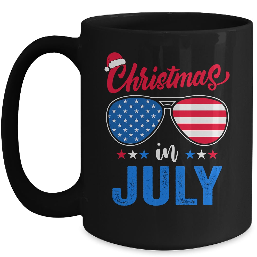 Christmas In July Santa Hat Sunglasses Summer Celebration Mug | siriusteestore