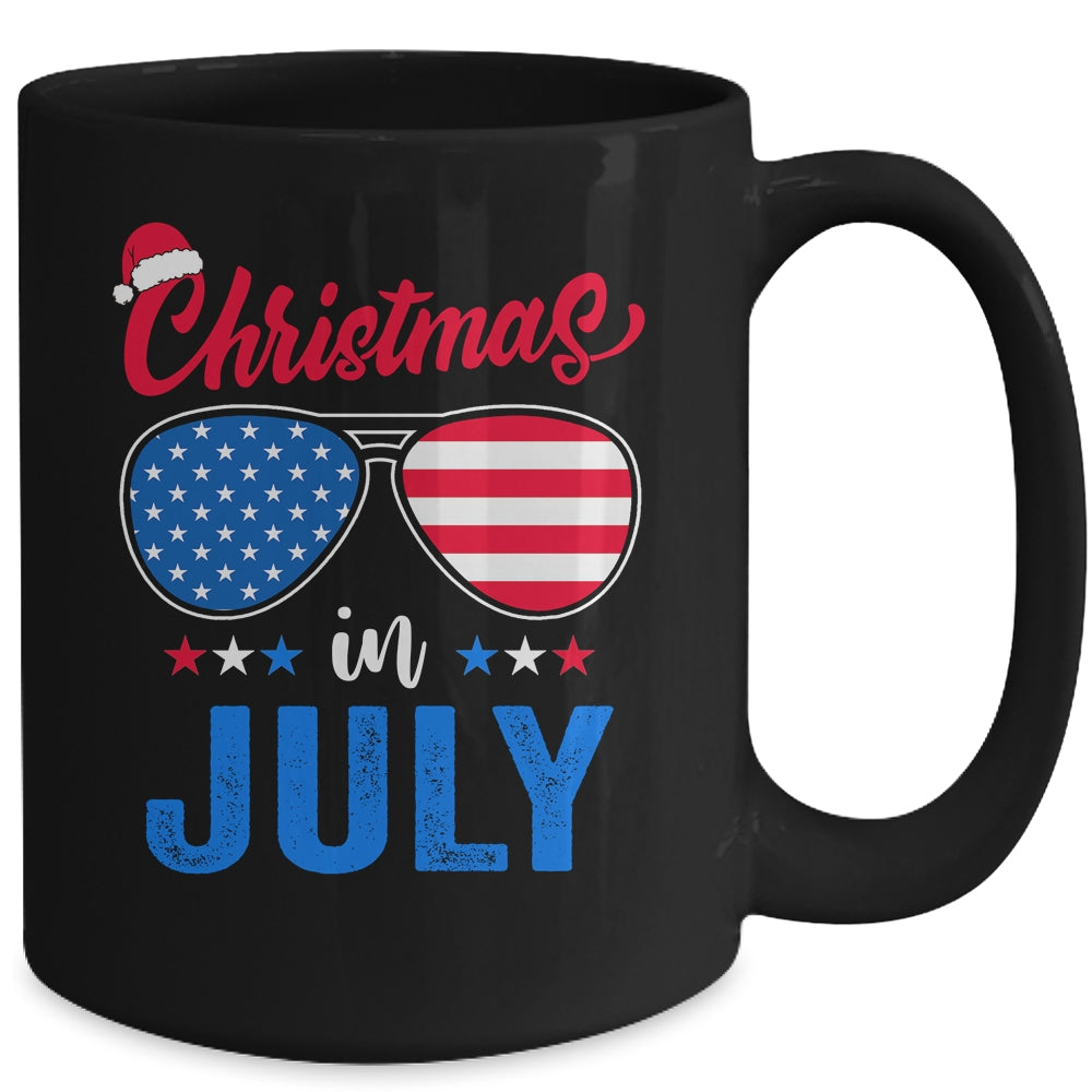 Christmas In July Santa Hat Sunglasses Summer Celebration Mug | siriusteestore