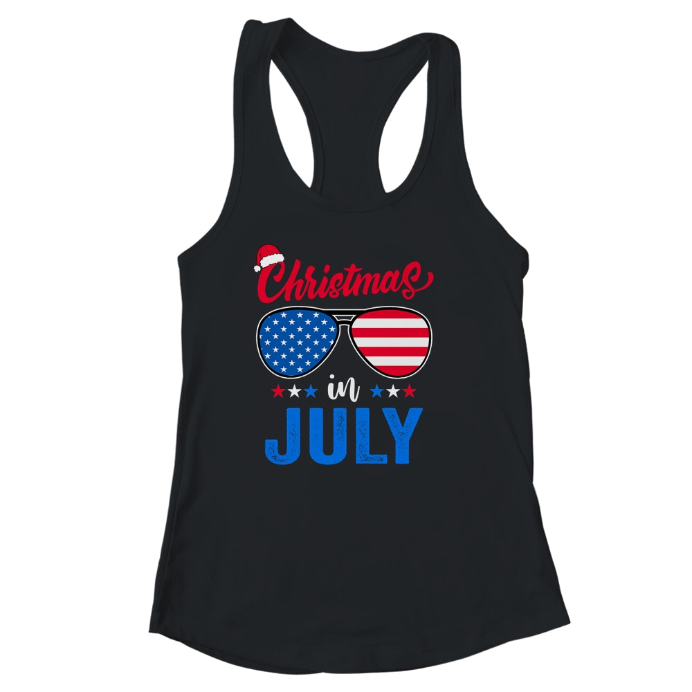 Christmas In July Santa Hat Sunglasses Summer Celebration Shirt & Tank Top | siriusteestore