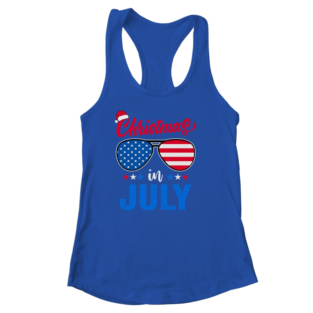 Christmas In July Santa Hat Sunglasses Summer Celebration Shirt & Tank Top | siriusteestore