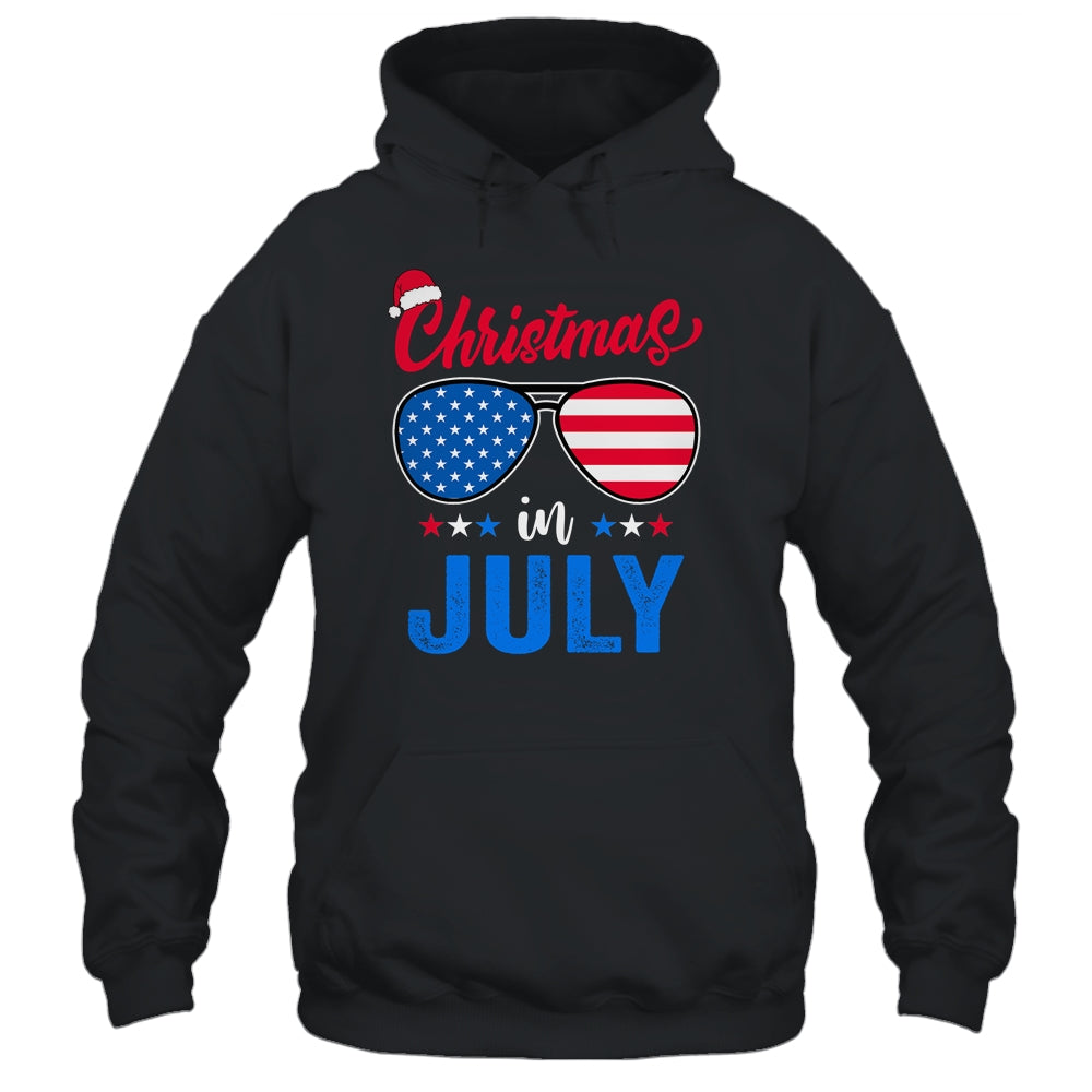 Christmas In July Santa Hat Sunglasses Summer Celebration Shirt & Tank Top | siriusteestore