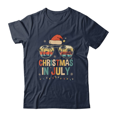 Christmas In July Santa Hat Sunglasses Summer Vacation Retro Shirt & Tank Top | siriusteestore