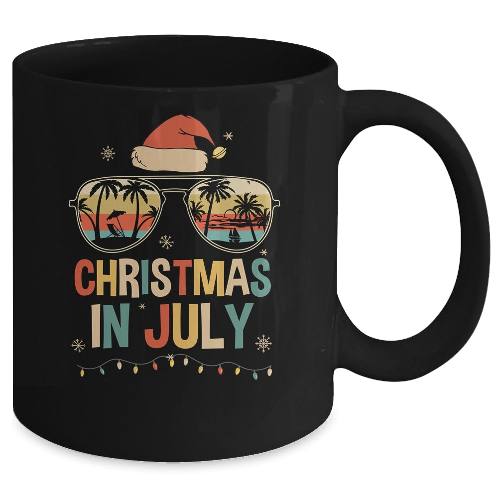 Christmas In July Santa Hat Sunglasses Summer Vacation Retro Mug | siriusteestore