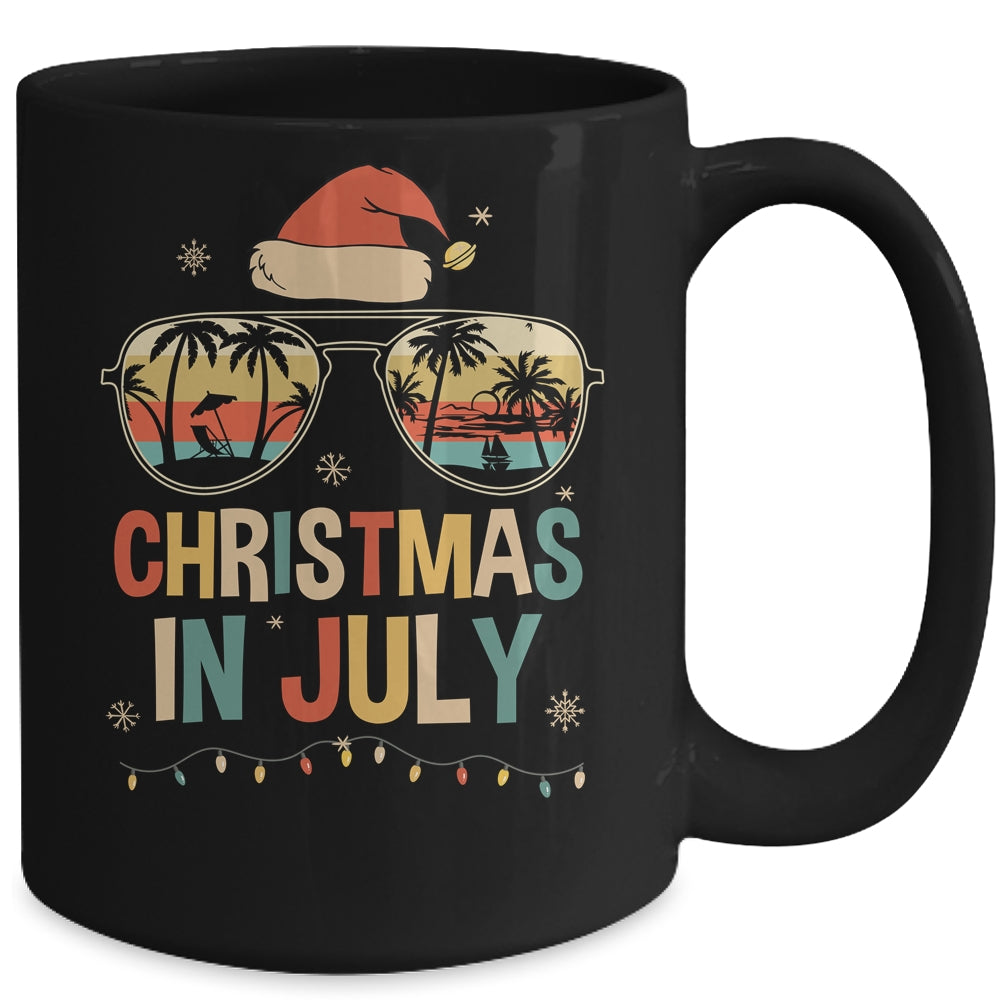Christmas In July Santa Hat Sunglasses Summer Vacation Retro Mug | siriusteestore