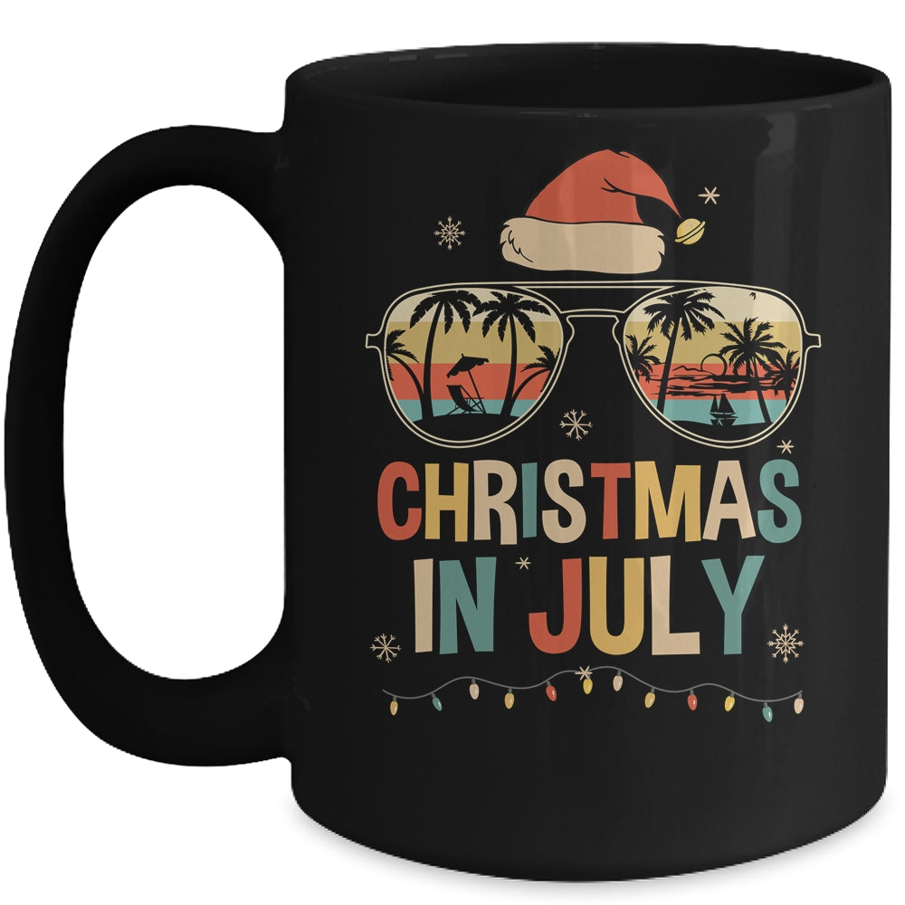 Christmas In July Santa Hat Sunglasses Summer Vacation Retro Mug | siriusteestore