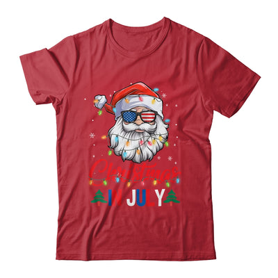 Christmas In July Santa Hat Sunglasses USA Flag Summer Shirt & Tank Top | siriusteestore