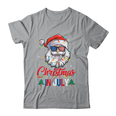 Christmas In July Santa Hat Sunglasses USA Flag Summer Shirt & Tank Top | siriusteestore