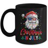 Christmas In July Santa Hat Sunglasses USA Flag Summer Mug | siriusteestore