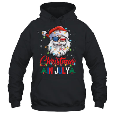 Christmas In July Santa Hat Sunglasses USA Flag Summer Shirt & Tank Top | siriusteestore