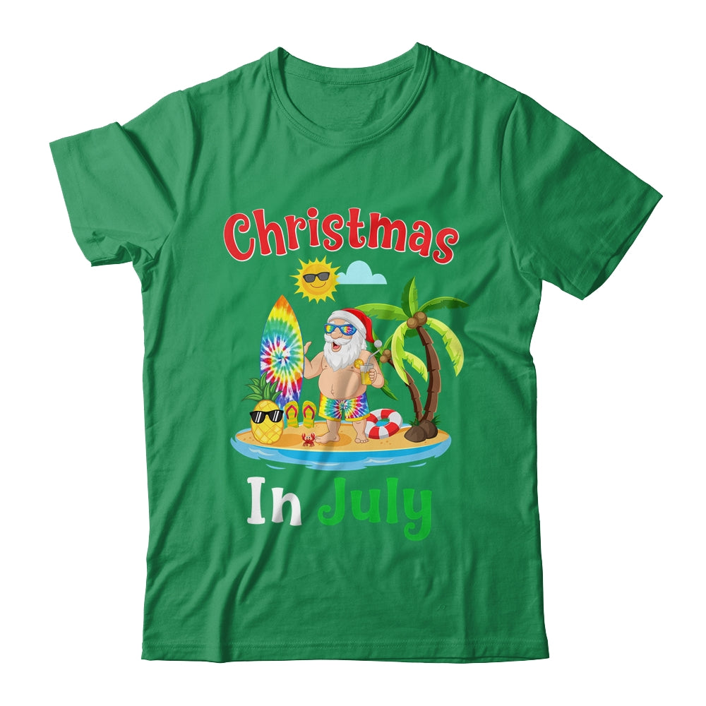 Christmas In July Santa Tie Dye Summer Surf Surfing Surfer Shirt & Hoodie | siriusteestore