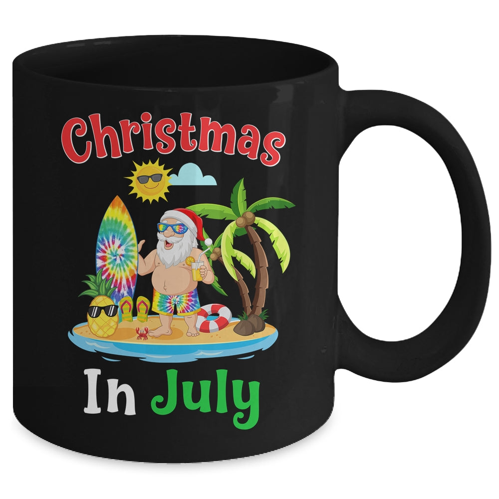 Christmas In July Santa Tie Dye Summer Surf Surfing Surfer Mug | siriusteestore