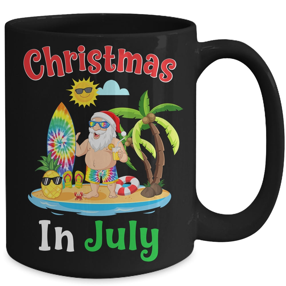 Christmas In July Santa Tie Dye Summer Surf Surfing Surfer Mug | siriusteestore