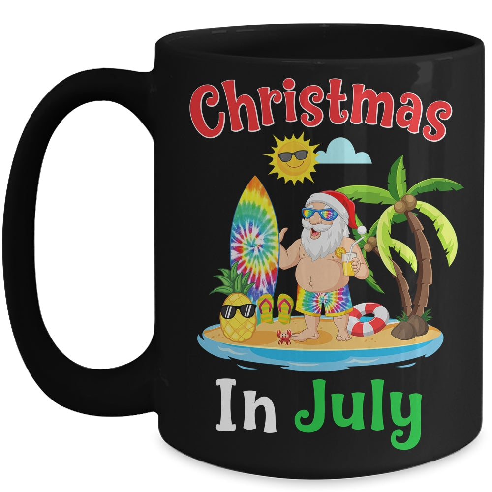 Christmas In July Santa Tie Dye Summer Surf Surfing Surfer Mug | siriusteestore