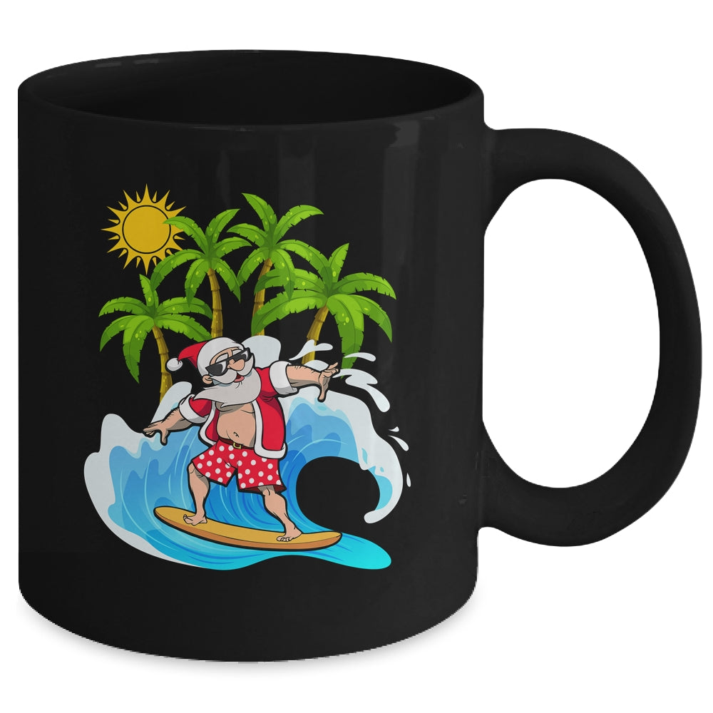 Christmas In July Summer Santa Claus Beach Hawaii Surf Mug | siriusteestore