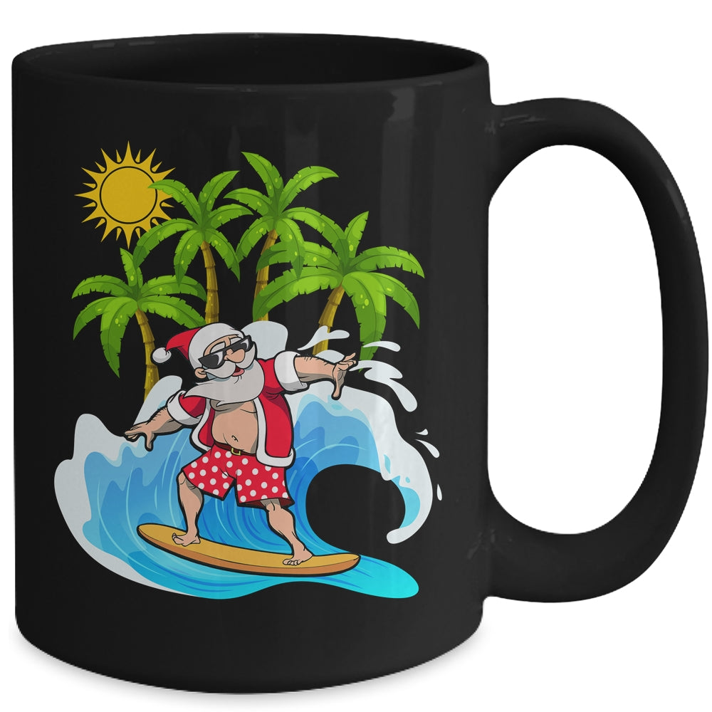 Christmas In July Summer Santa Claus Beach Hawaii Surf Mug | siriusteestore