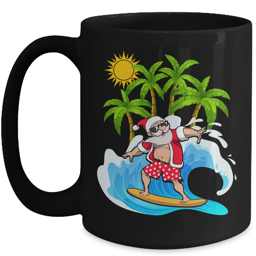Christmas In July Summer Santa Claus Beach Hawaii Surf Mug | siriusteestore