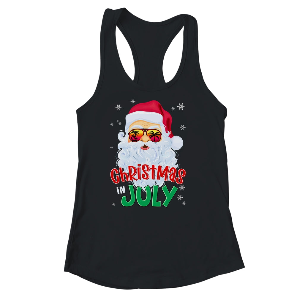 Christmas In July Summer Santa Sunglasses Xmas Funny Shirt & Tank Top | siriusteestore