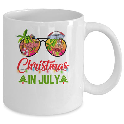 Christmas In July Sunglasses Santa Flamingo Beach Vacation Mug | siriusteestore