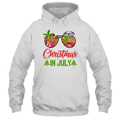 Christmas In July Sunglasses Santa Flamingo Beach Vacation Shirt & Tank Top | siriusteestore