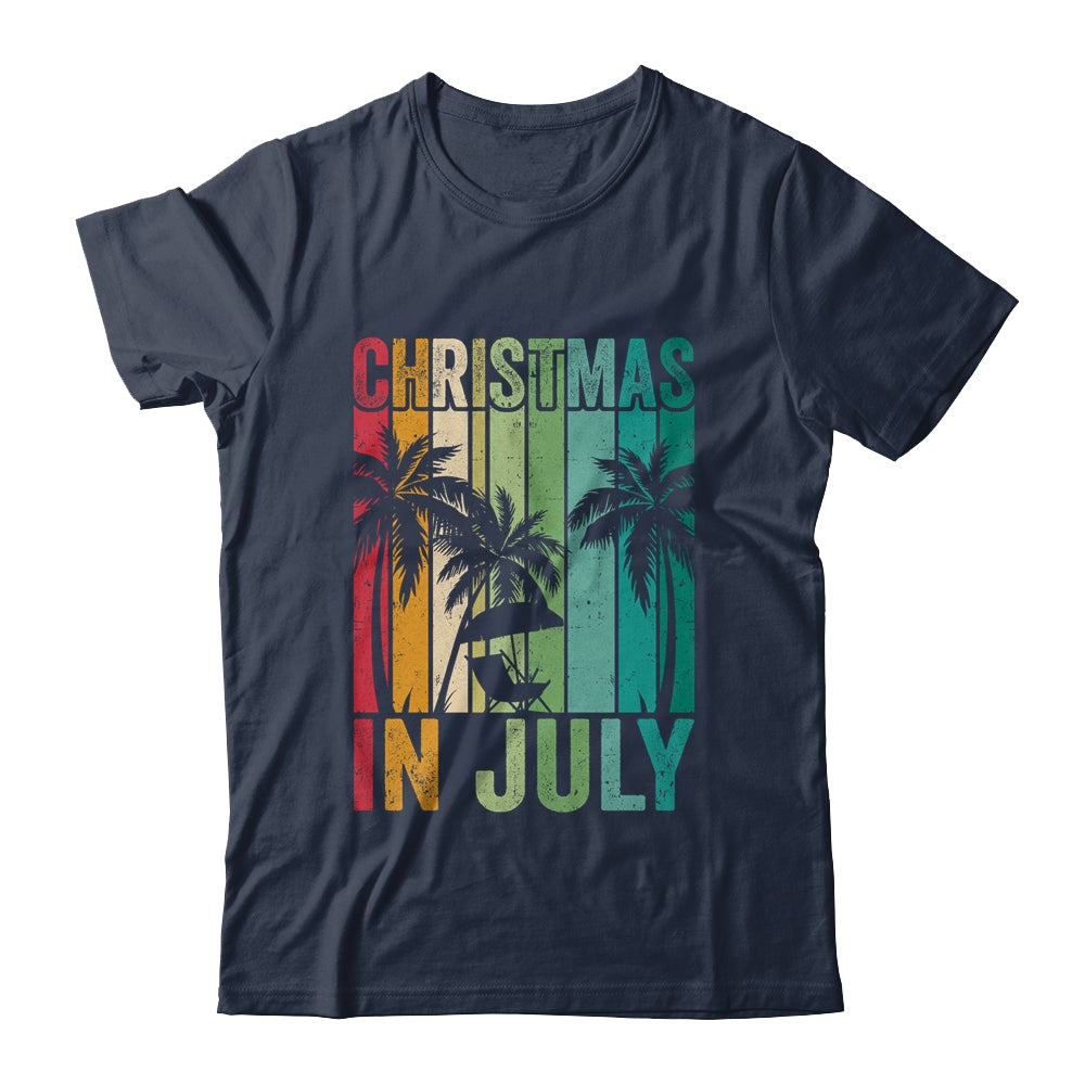 Christmas In July Vintage Beach Palms Hawaii Summer Party Shirt & Tank Top | siriusteestore