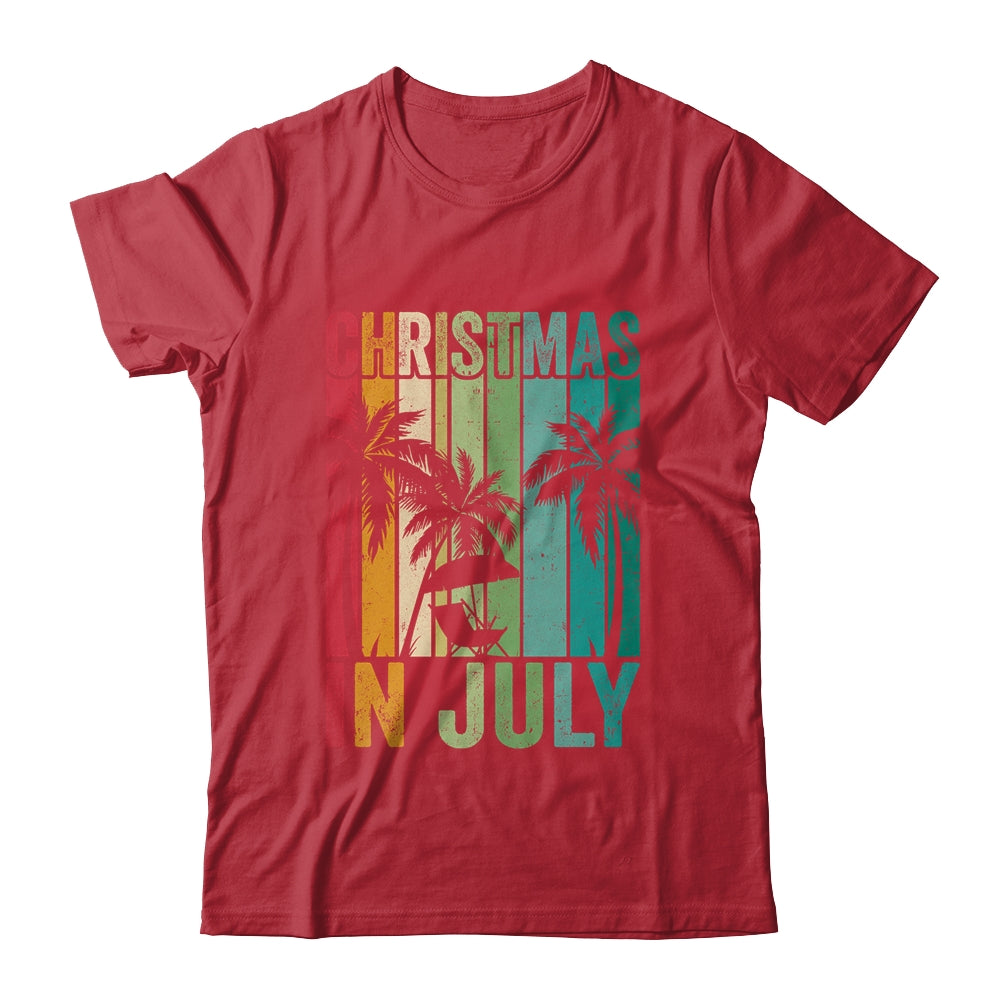 Christmas In July Vintage Beach Palms Hawaii Summer Party Shirt & Tank Top | siriusteestore