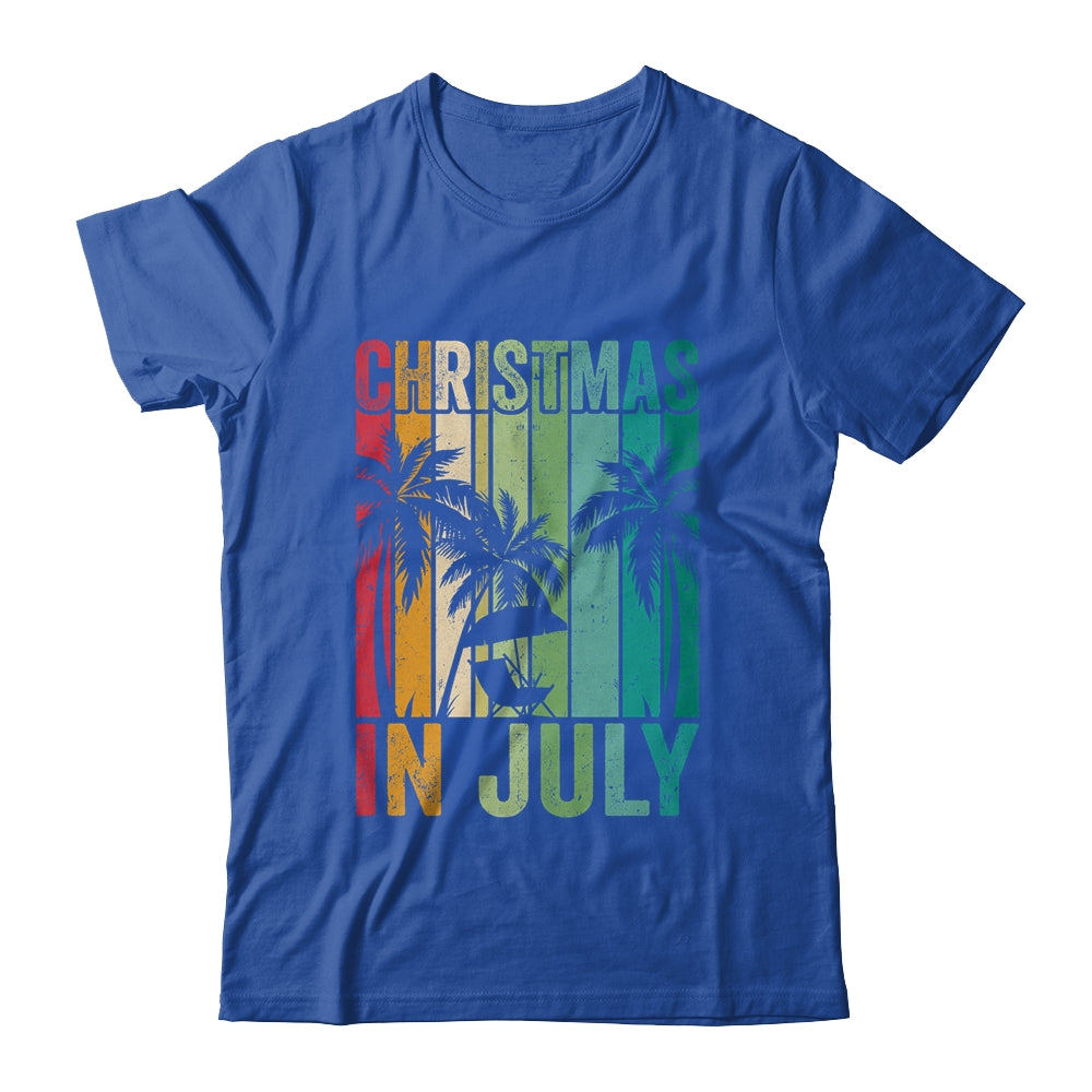 Christmas In July Vintage Beach Palms Hawaii Summer Party Shirt & Tank Top | siriusteestore