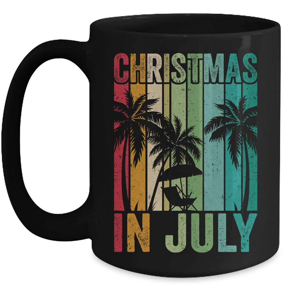 Christmas In July Vintage Beach Palms Hawaii Summer Party Mug | siriusteestore