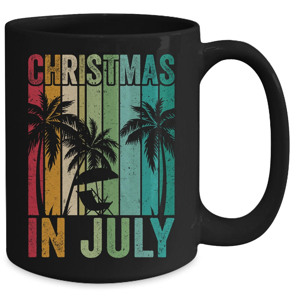 Christmas In July Vintage Beach Palms Hawaii Summer Party Mug | siriusteestore