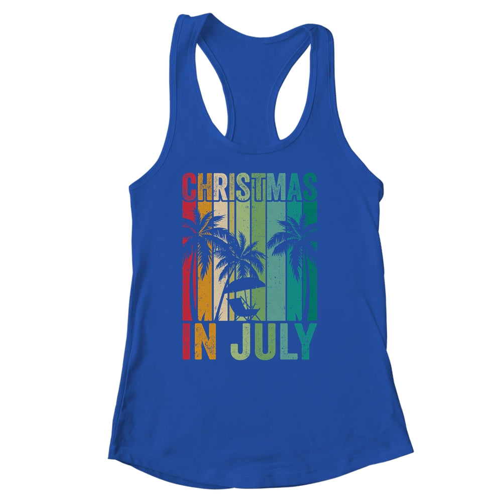 Christmas In July Vintage Beach Palms Hawaii Summer Party Shirt & Tank Top | siriusteestore