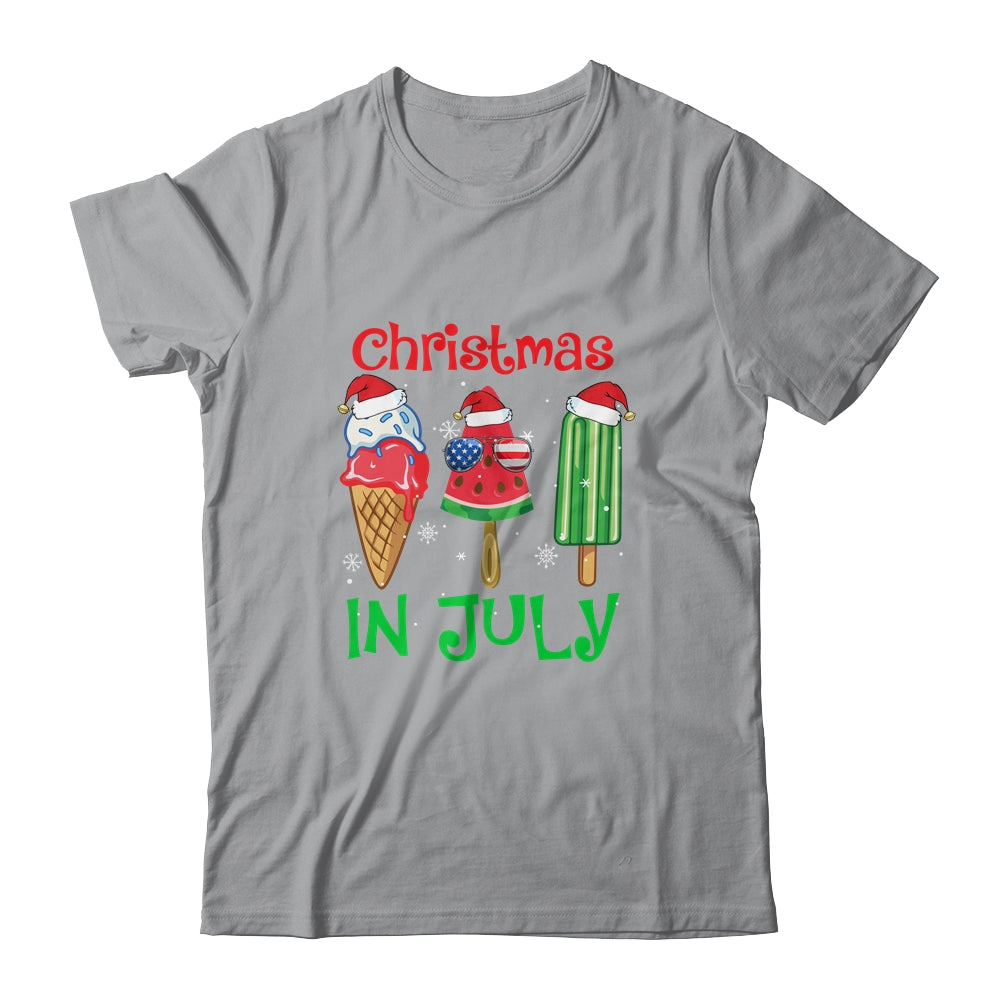 Christmas In July Watermelon Ice Pops Xmas Santa Hat Shirt & Tank Top | siriusteestore