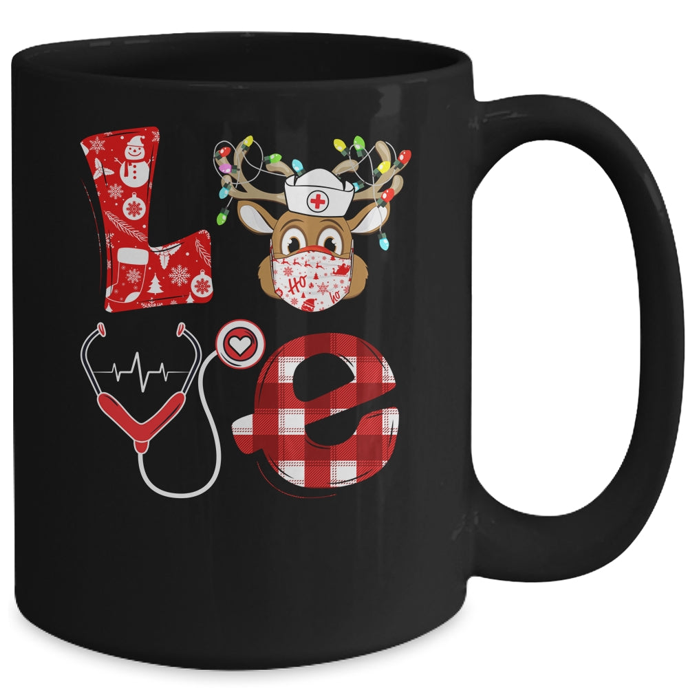 Christmas Nurse Love NICU RN ER Santa Reindeer Nurse Hat Mug | siriusteestore