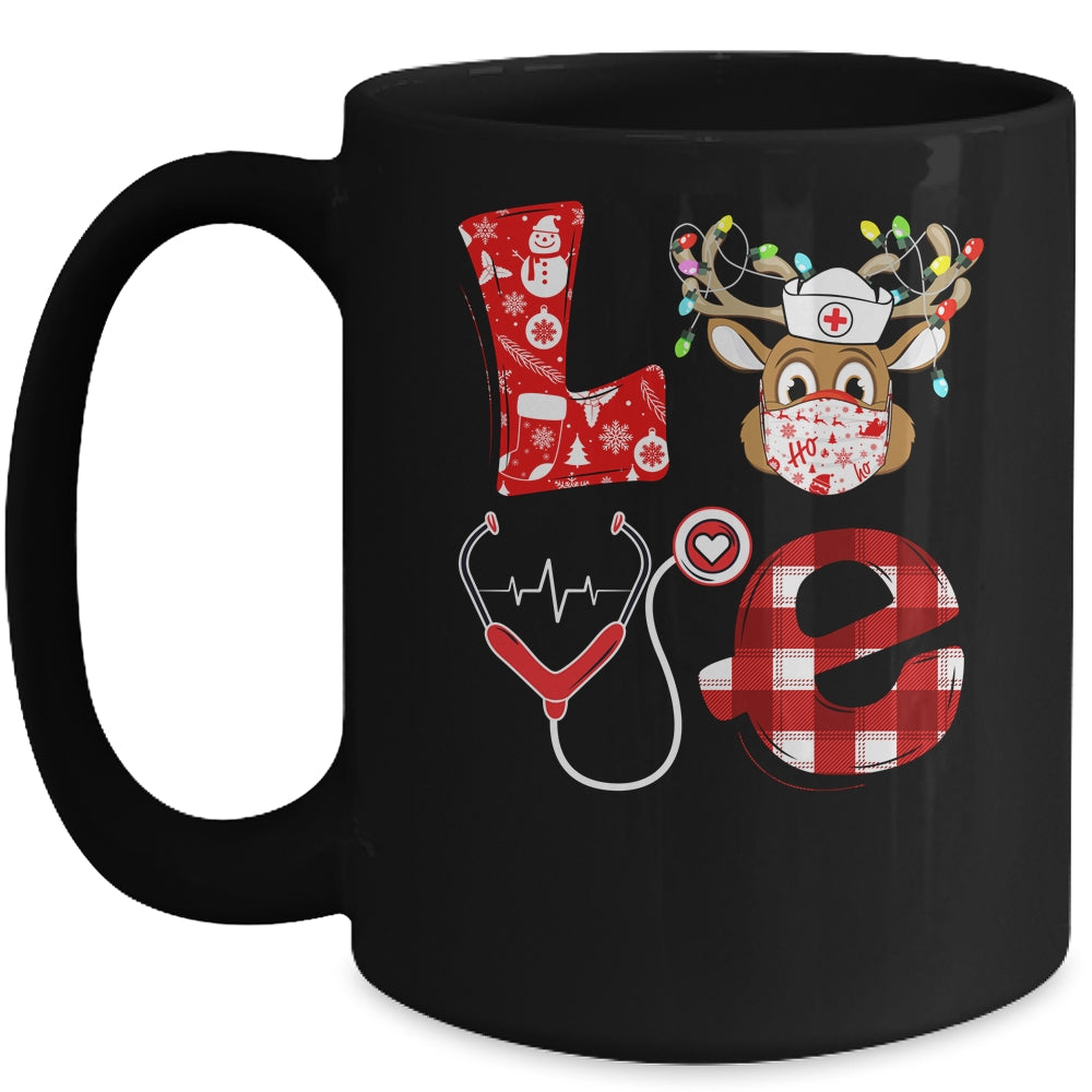Christmas Nurse Love NICU RN ER Santa Reindeer Nurse Hat Mug | siriusteestore