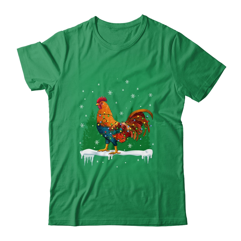 Christmas Rooster Xmas Farmer Chicken Lights Snowflakes Shirt & Sweatshirt | siriusteestore