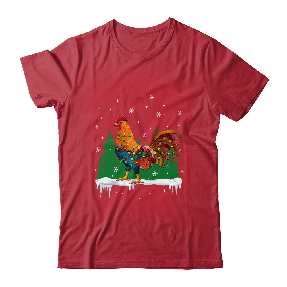 Christmas Rooster Xmas Farmer Chicken Lights Snowflakes Shirt & Sweatshirt | siriusteestore