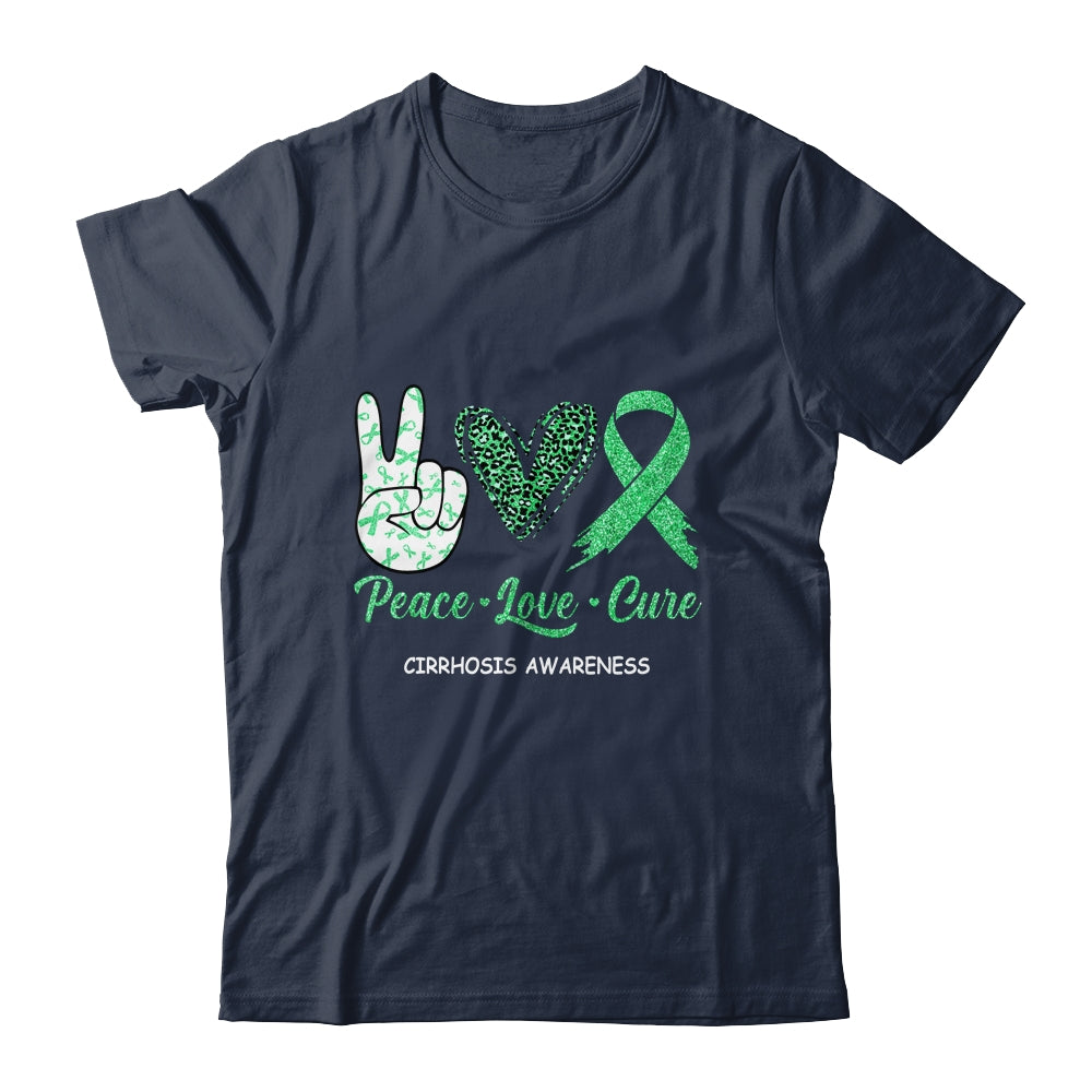 Cirrhosis Awareness Peace Love Cure Leopard Shirt & Hoodie | siriusteestore