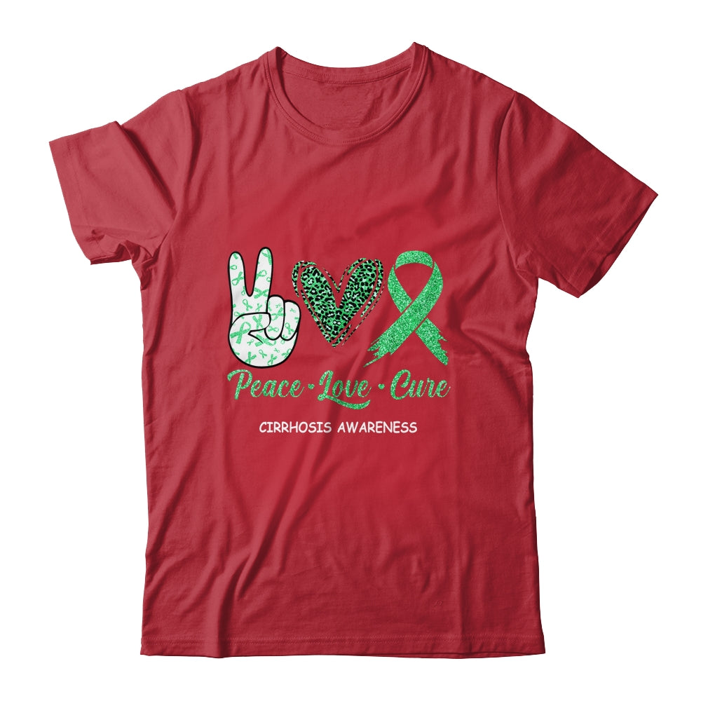 Cirrhosis Awareness Peace Love Cure Leopard Shirt & Hoodie | siriusteestore