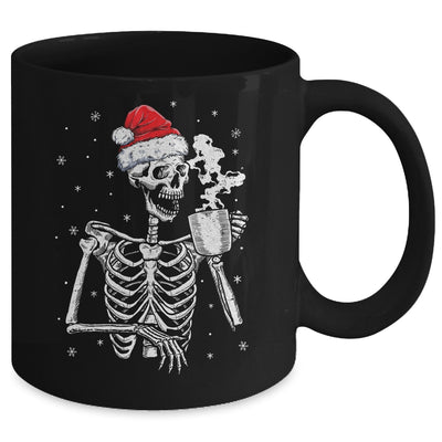 Coffee Drinking Skeleton Christmas Skull Santa Hat Xmas Mug | siriusteestore