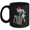 Coffee Drinking Skeleton Christmas Skull Santa Hat Xmas Mug | siriusteestore