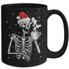 Coffee Drinking Skeleton Christmas Skull Santa Hat Xmas Mug | siriusteestore