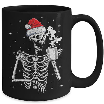 Coffee Drinking Skeleton Christmas Skull Santa Hat Xmas Mug | siriusteestore