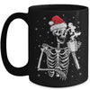 Coffee Drinking Skeleton Christmas Skull Santa Hat Xmas Mug | siriusteestore