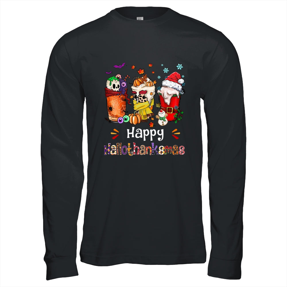 Coffee Halloween Thanksgiving Christmas Happy Hallothanksmas Shirt & Hoodie | siriusteestore