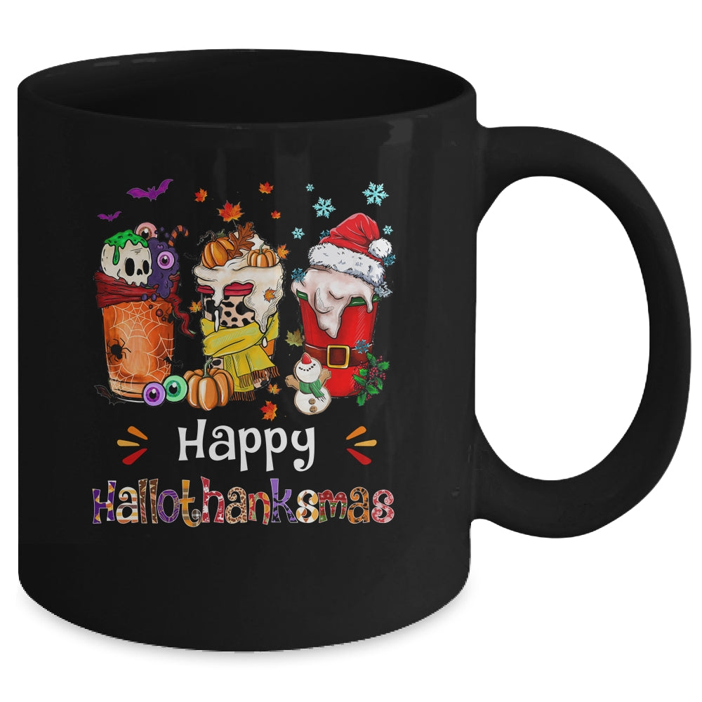 Coffee Halloween Thanksgiving Christmas Happy Hallothanksmas Mug | siriusteestore