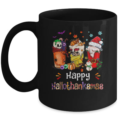Coffee Halloween Thanksgiving Christmas Happy Hallothanksmas Mug | siriusteestore
