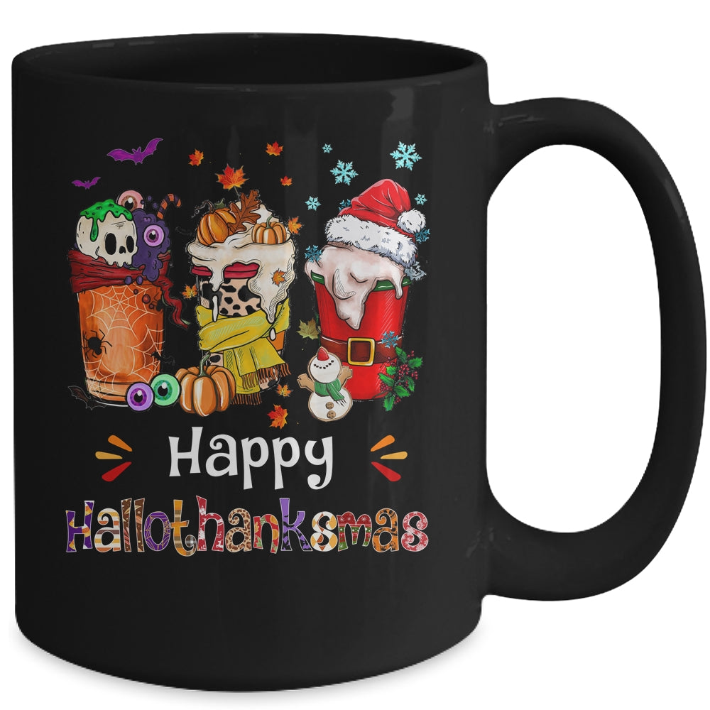 Coffee Halloween Thanksgiving Christmas Happy Hallothanksmas Mug | siriusteestore