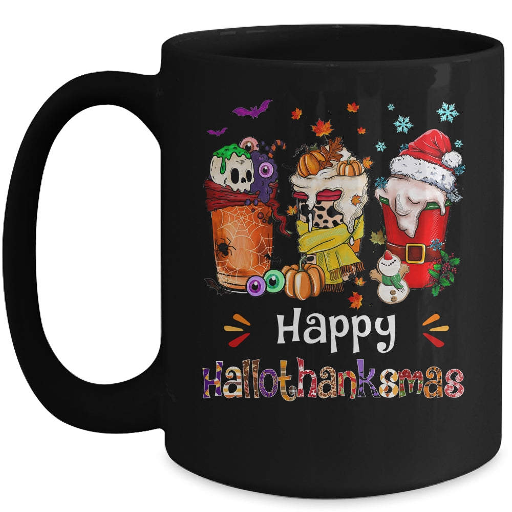Coffee Halloween Thanksgiving Christmas Happy Hallothanksmas Mug | siriusteestore